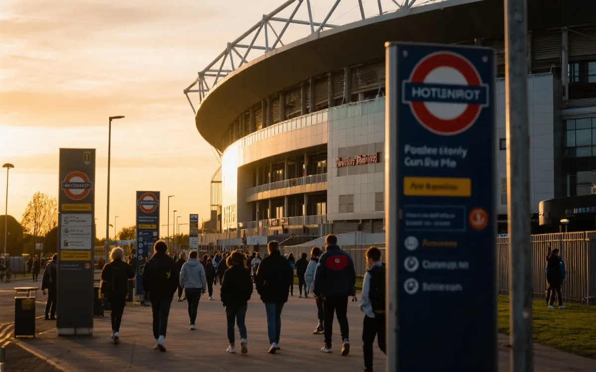 世界杯比赛日球迷动线示意：地铁换乘、接驳车与球场入口