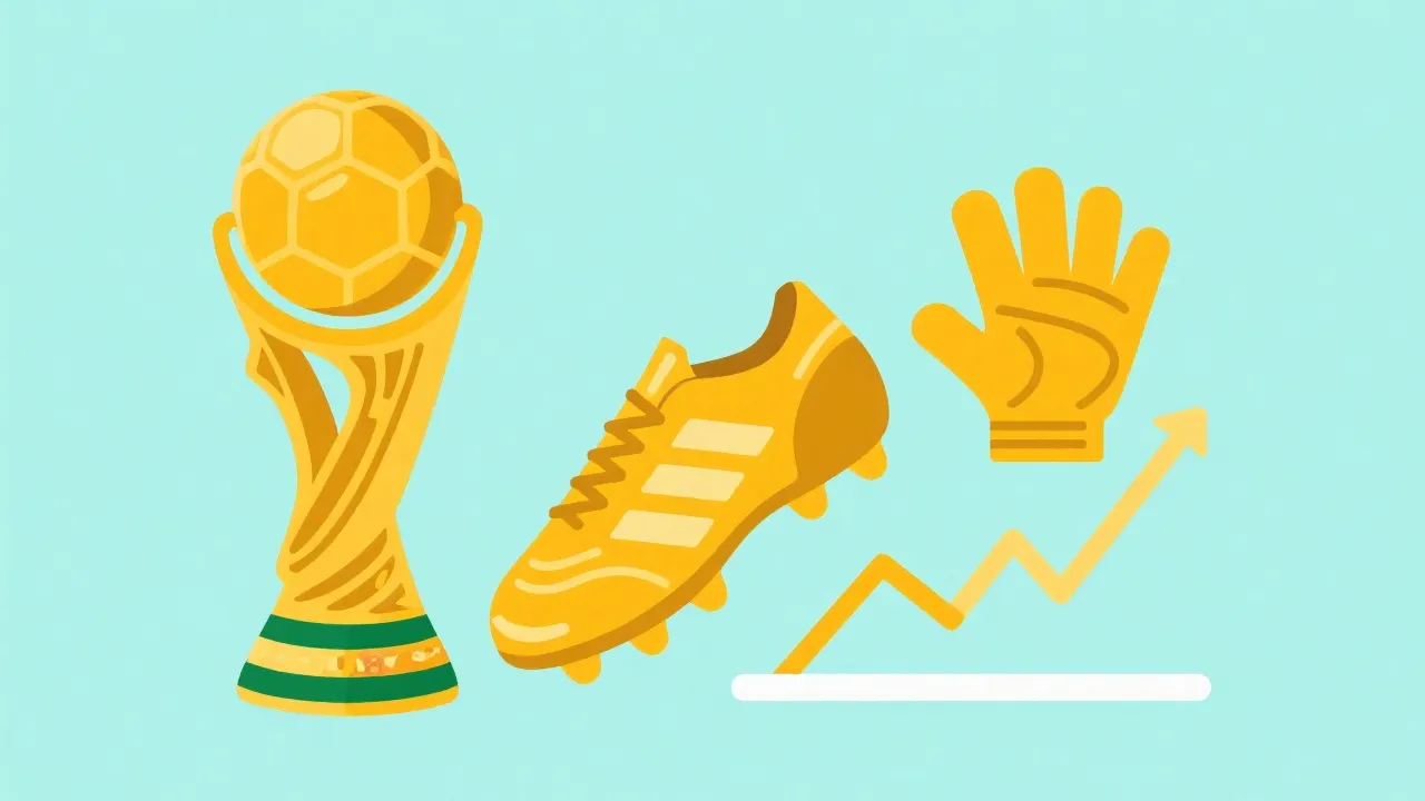 数据可视化风格的世界杯奖项前瞻：金球金靴金手套的关键指标