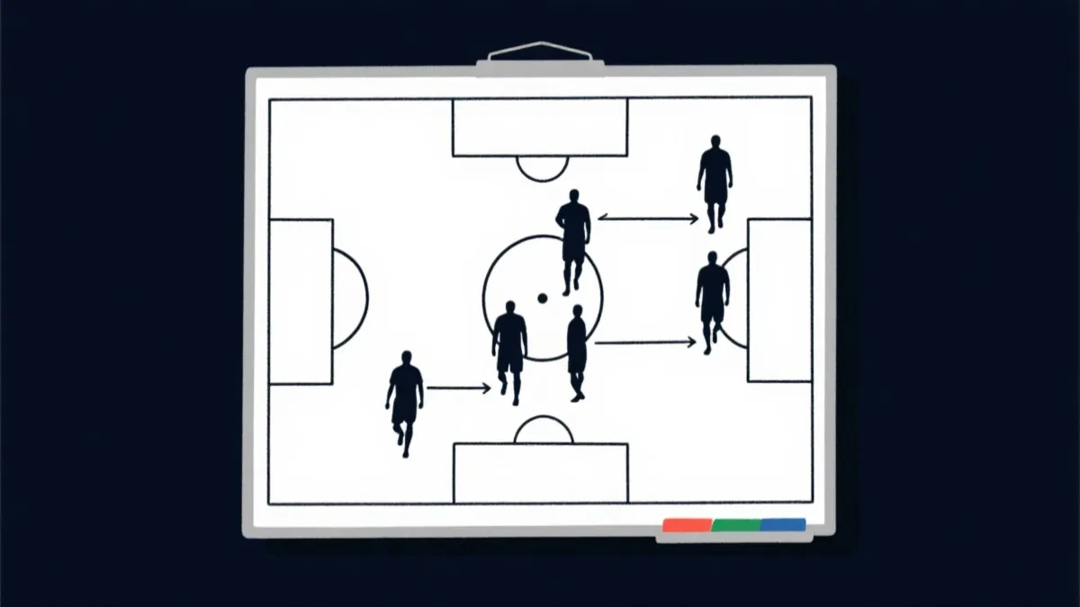 战术板与球员剪影叠加的视觉概念图，呈现世界杯决赛临场调整与关键对位